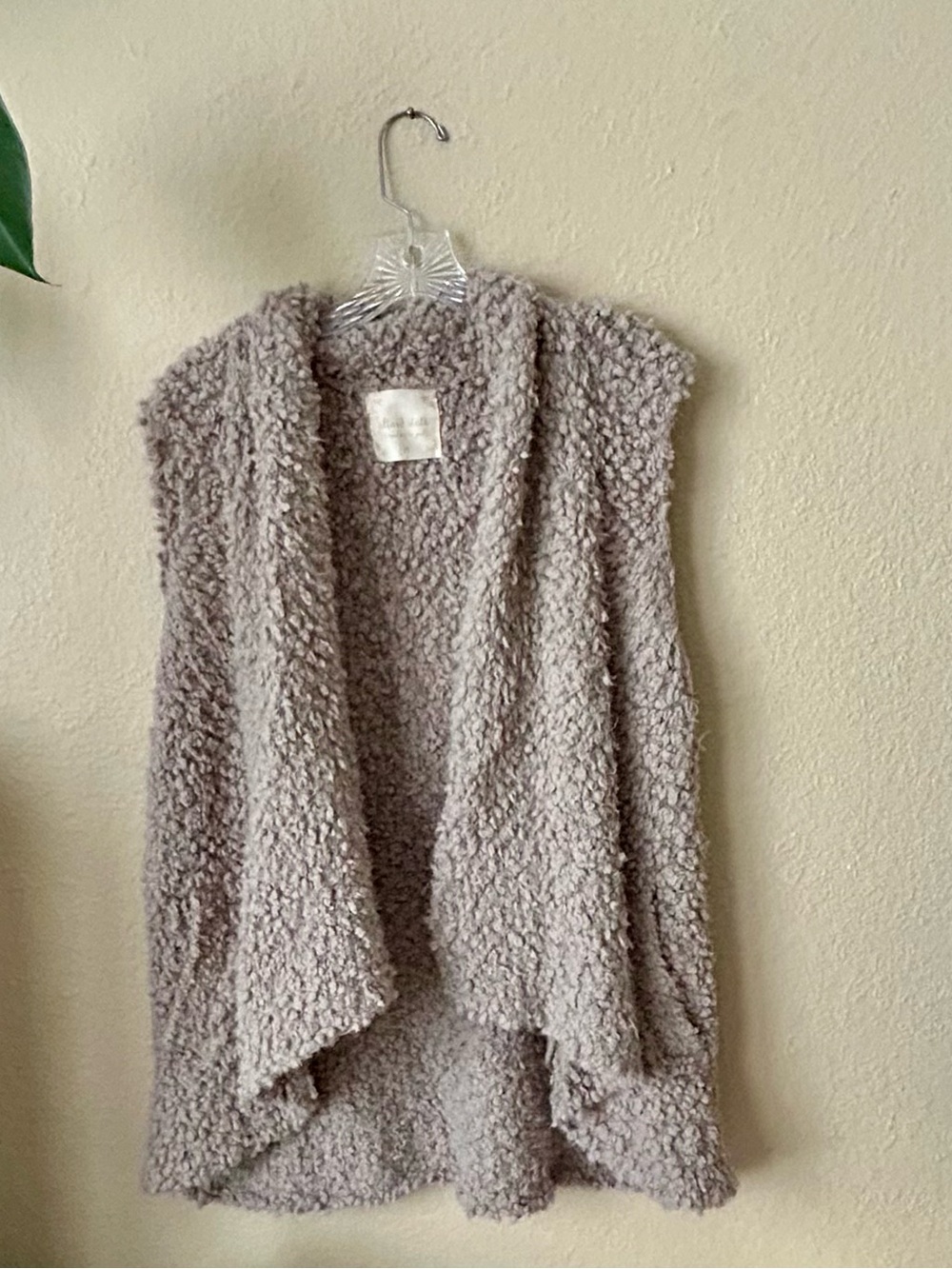 Altar'd State Taupe Faux-Sherpa Open Front Vest